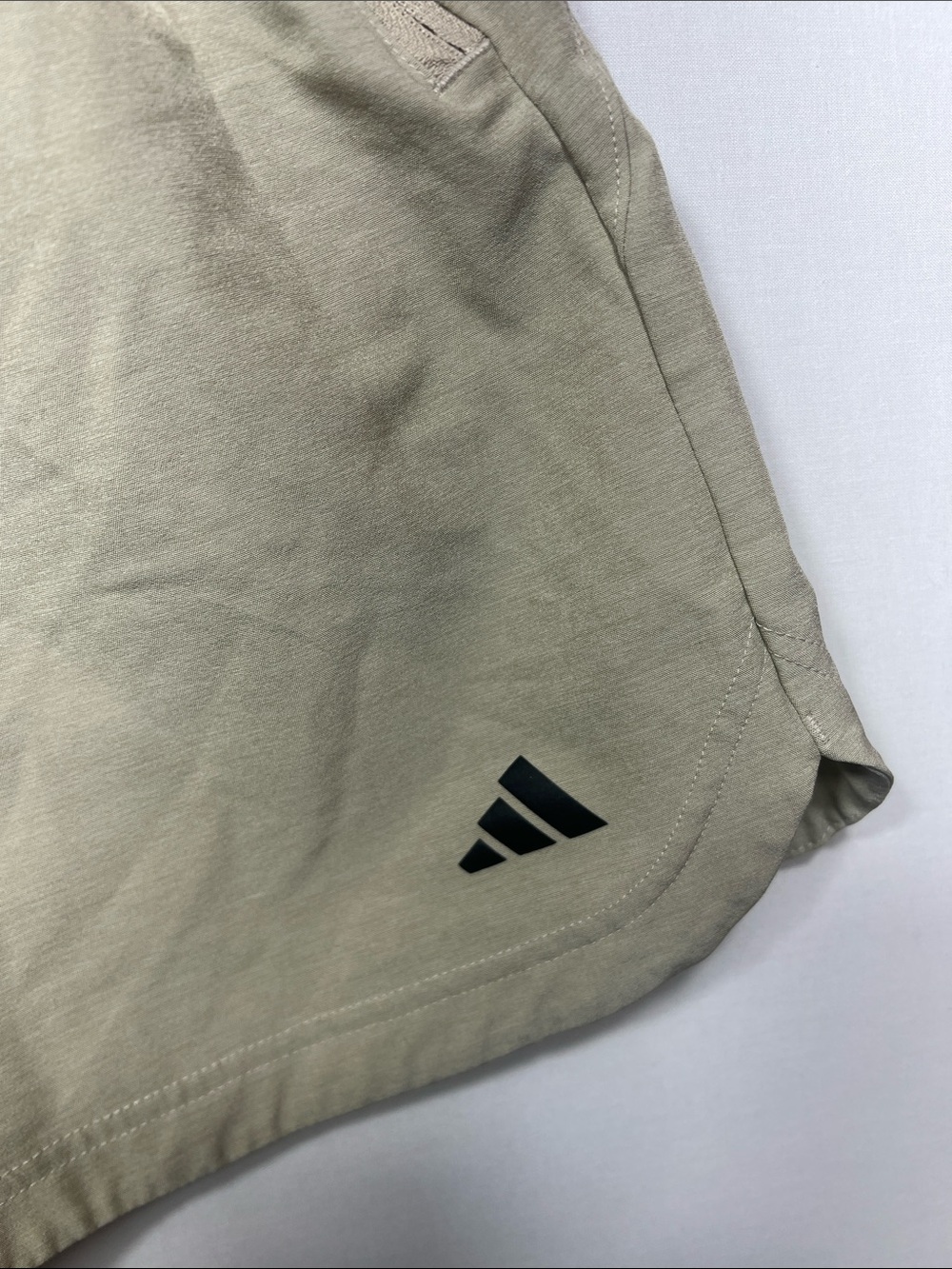 adidas Men’s Beige Athletic Shorts with Black Waistband - Picture 4 of 8